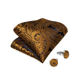 Men's 4 Pcs Luxury Gold Silk Tie Vest Set - Gold - 4pc Tie Set - M-0161 - 3XL - Silk - image 9