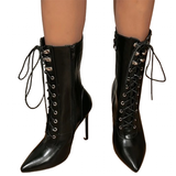 Women's Lace Up Stiletto Chelsea Boots - Black - Lace Up Boots - 43 B - PU Leather - image 2