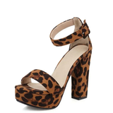 Women's High Leopard Print Platform Sandals - Leopard Pattern - Beige Brown - 44 B - PU Suede Leather - image 1