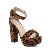 Women's High Leopard Print Platform Sandals - Leopard Pattern - Beige Brown - 44 B - PU Suede Leather - image 3