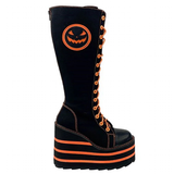 Women's Canvas Platform Wedge Sneakers - Black/White - Skull - Platform Sneakers - 46 B - Canvas - image 21