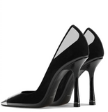 Women's Genuine Leather Metal Toe Heels - Black -  8cm Stiletto - 42 B - Genuine Patent Leather - image 11