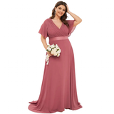 Women's Plus Size Long Evening Dress - Dusty Pink - Dress - 26 - Polyester Chiffon - image 39