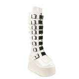 Women's White Buckle Strap Platform Boots - White - Buckle Boots - 46 B - PU Leather - image 5