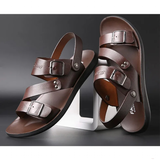 Men's Summer Fashion Leather Sandals - Brown - Sandals - 48 B - PU Leather - image 8
