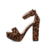 Women's High Leopard Print Platform Sandals - Leopard Pattern - Beige Brown - 44 B - PU Suede Leather - image 27