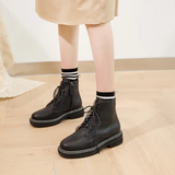 Women's Real Leather Lace Up Ankle Boots - Black - 2 / Fur - 45 B - Leather - image 7
