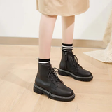 Women's Real Leather Lace Up Ankle Boots - Black - 2 / Fur - 45 B - Leather - image 12