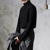 Men's Thin Lightweight Mock Turtleneck - Black - Lightweight Sweater - 4XL - Polyester - image 10