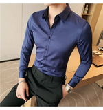Men's Slim Fit British Style Dress Shirt 7XL - Navy - Slim Fit Dress Shirt - 7XL - Polyester - image 25