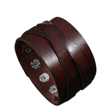 Men's Wide Genuine Leather Wristband - Brown - Cuff Bracelet - Medium - Genuine Leather - image 7