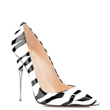 Women's Luxury Metal Heel Zebra Stilettos - Black/White - 12cm Heel - 46 B - PU Leather - image 4
