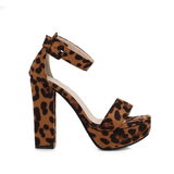 Women's High Leopard Print Platform Sandals - Leopard Pattern - Beige Brown - 44 B - PU Suede Leather - image 16