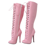 Women's Retro Burlesque Stiletto Boots - Red - High Boots - 46 B - PU Leather - image 49
