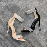 Women's Designer Bling Shimmer Sandals - Apricot - Stiletto Sandals - 43 B - PU Leather - image 14