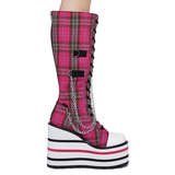 Women's Platform Canvas Wedge Sneakers - Black/White - Platform Sneakers - 46 B - Canvas - image 11