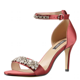Women's Rhinestone Bridal Stilettos - Champagne - Evening Shoe - 15 B - Silk - image 3