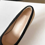 Women's Suede Bow Tie Platorm Heels - Black - 12cm Heel - 42 B - PU Suede Leather - image 45