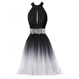 Women's Chiffon Short Cocktail Dress - Black/White - Dress - 26W - Polyester/Chiffon - image 2