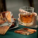 Elegant Pine Wood Resin Drink Coasters 6 Pcs - Brown - Square 6 Pcs Set + Base - Medium - Pine Resin - image 8
