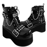 Women's Gothic Platform Cosplay Wedges - Black - Ankle Boots - 42 B - PU Leather - image 14