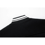 Men's Varsity Stand Collar Bomber Jacket - Black - Bomber Jacket - 4XL - PU Leather - image 18