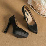 Women's Elegant Satin High Heel Pumps - Pink - 1 / 12cm Heel - 41 B - PU Patent Leather - image 11
