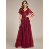 Women's Long Sequin Lace Formal Dress - Green - Gown - 26 - Polyester/Chiffon/Tulle - image 1