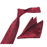 Funki Buys | Neckties | Men's 3 Pcs Red Silk Formal Tie Set