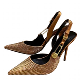 Women's Metallic Beaded High Slingbacks - Gold - 1 6129 / Slingbacks - 42 B - PU Leather - image 17