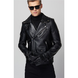 Men's Premium Faux Leather Biker Jacket - Black - Faux Leather Jacket - 5XL - PU Leather - image 16
