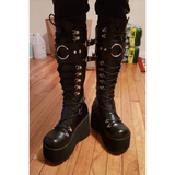 Women's Goth Lace Up Platform Wedges - Black - 1 / Boots - 10.5 B - PU Leather - image 18
