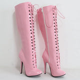 Women's Shiny Burlesque High Heel Boots - Pink - High Boots - 15 B - Patent PU Leather - image 9