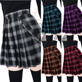 Women's Gothic Suspender Mini Skirt Plaid - Wine Red - Mini Skirt - 5XL - Polyester - image 9