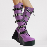 Women's Colorful Custom Platform Boots - Burgundy - LGZ3739 / Boots - 14 B - PU Leather - image 6
