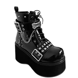 Women's Gothic Platform Cosplay Wedges - Black - Ankle Boots - 42 B - PU Leather - image 13