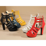 Women's Platform Gladiator Stilettos - Black - Heels - 43 B - PU Leather - image 8