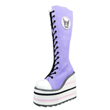 Women's Platform Canvas Wedge Sneakers - Purple/White - Platform Sneakers - 46 B - Canvas - image 15