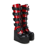 Women's Platform Spike Buckle Boots - Black/Red - Boots - 46 B - PU Leather - image 7