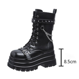 Women's Gothic Square Toe Platform Boots - Black - Boots - 42 B - PU Leather - image 27