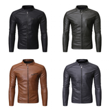 Men's Women's Slim PU Leather Jacket - Black - Jacket - 4XL - PU Leather - image 20