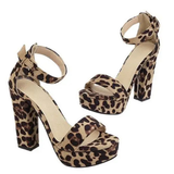 Women's High Leopard Print Platform Sandals - Leopard Pattern - Beige Brown - 44 B - PU Suede Leather - image 37
