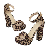 Women's High Leopard Print Platform Sandals - Leopard Pattern - Beige Brown - 44 B - PU Suede Leather - image 35