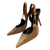 Women's Metallic Beaded High Slingbacks - Gold - 1 6129 / Slingbacks - 42 B - PU Leather - image 16