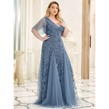 Women's Long Sequin Lace Formal Dress - Green - Gown - 26 - Polyester/Chiffon/Tulle - image 19
