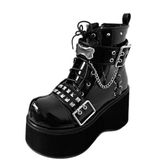Women's Gothic Platform Cosplay Wedges - Black - Ankle Boots - 42 B - PU Leather - image 15