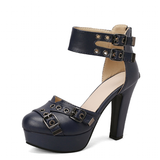 Women's High Platform Summer Sandals - Red - Platform Heels - 50 B - PU Leather - image 1