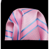 Funki Buys | Neckties | Men's 3 Pcs Pink Blue Striped Tie Set
