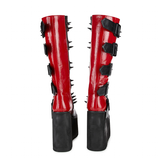 Women's Platform Spike Buckle Boots - Black/Red - Boots - 46 B - PU Leather - image 4
