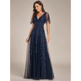 Women's Long Sequin Lace Formal Dress - Green - Gown - 26 - Polyester/Chiffon/Tulle - image 2